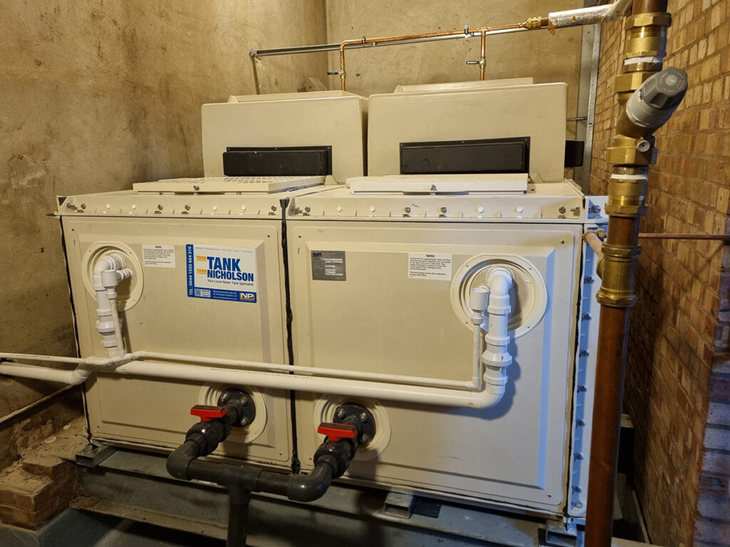 A new cold water storage tank system installation